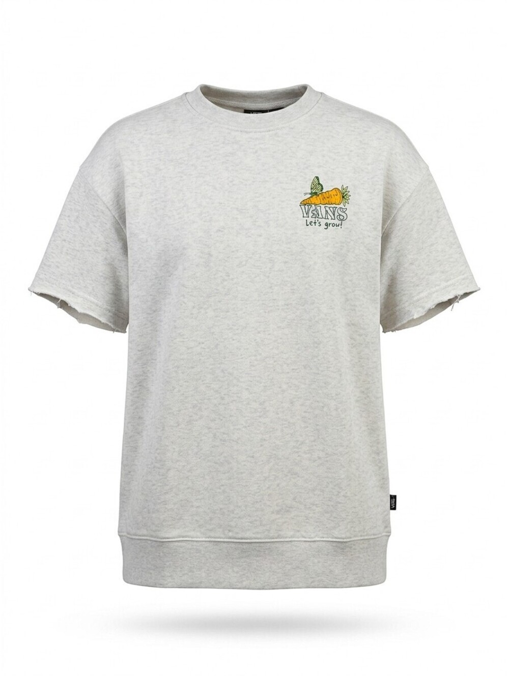 Vans Growth Garden Cutoff Crewneck Sweatshirt Womens XS Oatmeal Heather Gray NWT